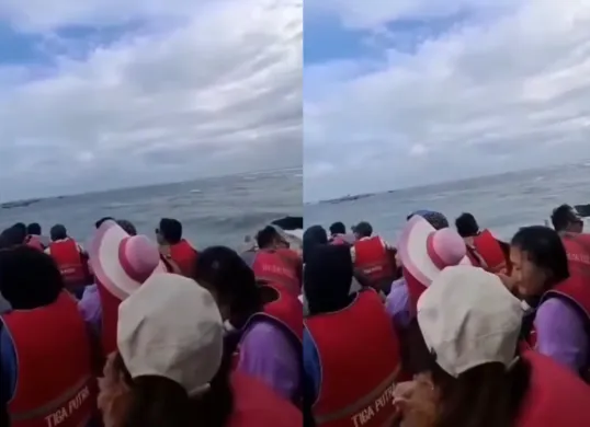 Momen detik-detik kapal wisatawan di Bengkulu tenggelam hingga menewaskan tujuh orang. (Sumber: Tangkap Layar Instagram/@medsoszone)