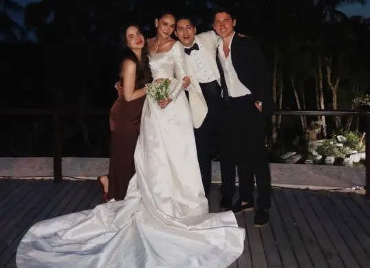 Nino Fernandez dan Steffi Zamora tampil semakin terang-terangan dalam pernikahan Luna Maya dan Maxime Bouttier. (Sumber: Instagram/@steffizamoraaa)