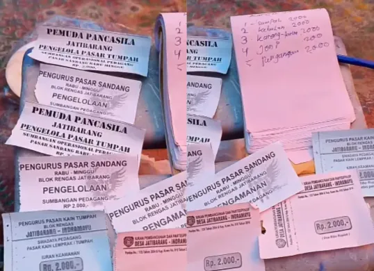 Pedagang di Pasar Jatibarang jadi korban dugaan pungli oleh oknum ormas. (Sumber: Tangkap Layar TikTok/@indahcollection7)
