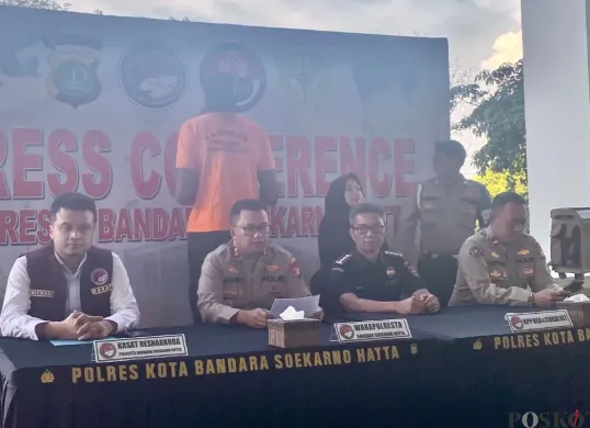 Polres Kota Bandara Soekarno-Hatta melaksanakan gelar perkara atas kasus peredaran narkotika oleh pebasket asal AS, Rabu, 14 Mei 2025. (Sumber: Poskota/Primayanti Juli Kumala)