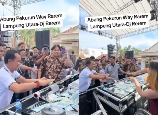 Potret anggota DPRD Lampung Utara, Hatami yang viral karena sawer DJ. (Sumber: X/@ilhampid)