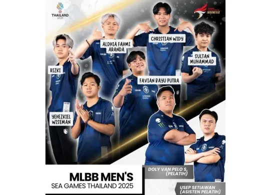 Skuad roster timnas Esport Indonesia SEA Games Thailand 2025 kategori Mobile Legends Bang Bang dari tim Liquid ID. (PB ESI)