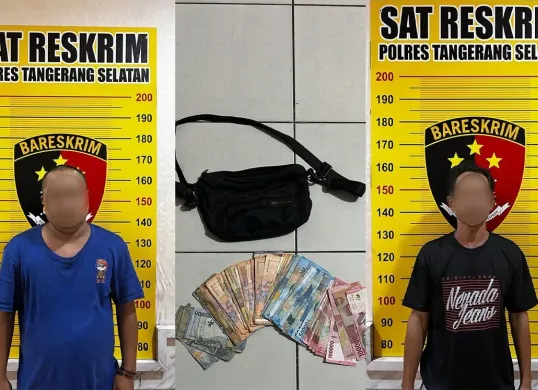 Dua Tersangka SP dan H yang ditangkap Polres Tangerang Selatan atas aksi premanisme di Parung Panjang, Kampung Karang Tengah, Kecamatan Pagedangan, Kabupaten Tangerang, Selasa, 13 Mei 2025. (Sumber: Foto/Humas Polres Tangerang Selatan)