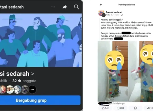 Konten mengerikan di grup Facebook hubungan sedarah hingga eksploitasi anak. (Sumber: X/@GasMedsos)