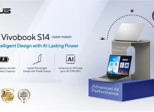 ASUS Vivobook S14, laptop tipis dan ringan dengan bodi kuat serta teknologi terbaru, dirancang untuk mendukung aktivitas sehari-hari dan pekerjaan profesional pengguna modern yang dinamis. (Sumber: ASUS)