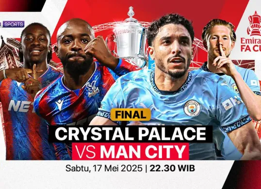Link live streaming Crystal Palace vs Manchester City. (Sumber: Vidio)