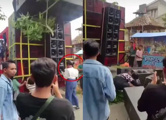 Detik-detik sound Horeg roboh menimpa penonton di Bondowoso, Jawa Timur viral di medsos hingga menuai komentar netizen. (Sumber: Tangkap layar Instagram/@medsoszone)
