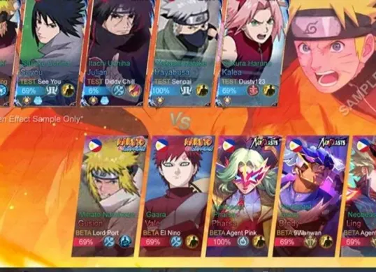 Skin kolaborasi Naruto di MLBB memberikan sentuhan visual khas ninja pada hero jungler, memperkuat identitas karakter serta menambah semangat bertanding dalam Mode Rank. (Sumber: Pinterest)