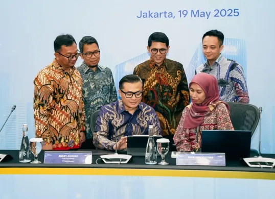 Mandiri Economic Outlook Q2 2025 bertajuk Building Resillience in the Midst of Global Turbulence di Jakarta, Senin, 19 Mei 2025.