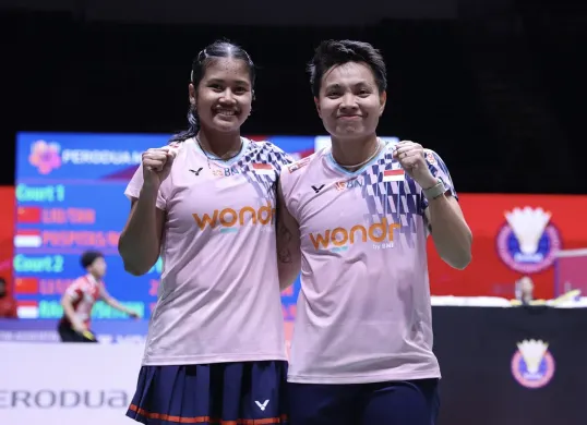 Ganda putri Indonesia, Apriyani Rahayu/Febi Setianingrum bersiap menghadapi pasangan Taiwan, Hsu Ya-ching/Sung Yu-hsuan di babak 16 besar Malaysia Masters 2025 (Sumber: PBSI)