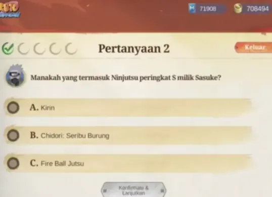 Kunci jawaban event MLBB x Naruto 2025 Heri Tingkat S. (Sumber: TikTok/@borneogaming)