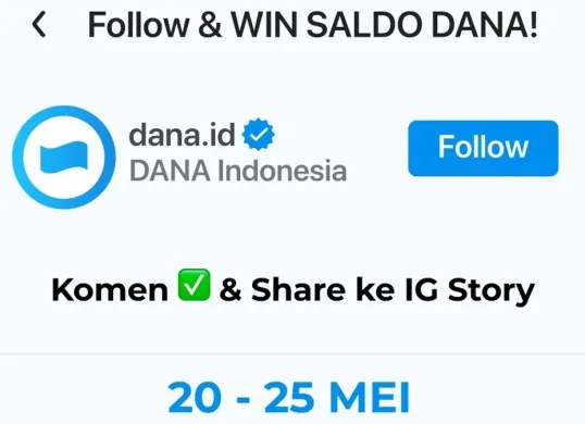 Ikutan program saldo DANA gratis dari aplikasi DANA cuma modal komentar di postingan Instagram DANA. (IG Dana)