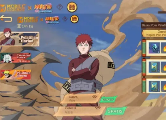 Jawaban yang tepat untuk kuis siapa kakak perempuan Gaara dalam event MLBB x Naruto. (Sumber: Istimewa)
