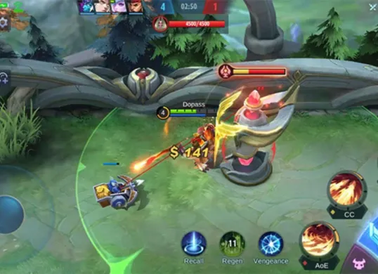 Turet dengan energy shield di early game MLBB mode ranked normal. (Sumber: Istimewa)