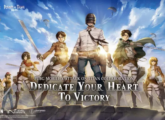 Ilustrasi PUBG x Attac on Titan (AOT), pemain dapat menjajal pengalaman baru dengan item menarik dan skin eksklusif dengan tema anime legendaris tersebut. (Sumber: Facebook/AOT Wiki)
