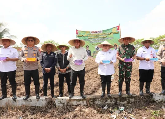 Pemerintah Kabupaten Tangerang menggencarkan Aksi Gerakan tanam jagung hibrida di Desa Buniayu, Kecamatan Sukamulya pada Sabtu, 24 Mei 2025. (Sumber: Setda Kabupaten Tangerang)