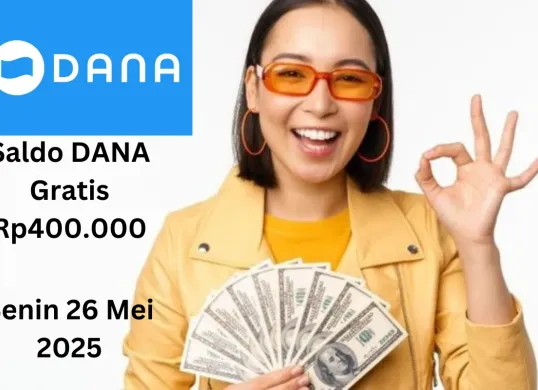Klaim saldo DANA gratis Rp400.000 masuk ke dompet elektronik Senin 26 Mei 2025. (Sumber: Poskota/Gabriel Omar Batistuta)