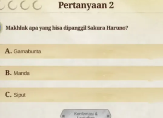 Kunci jawaban Akademi Ninja Naruto x MLBB (Sumber: TikTok/@charloxy___yt)