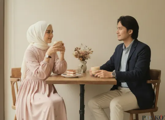 Hasil edit foto pasangan muslim pakai prompt Gemini AI. (Sumber: Gemini AI)