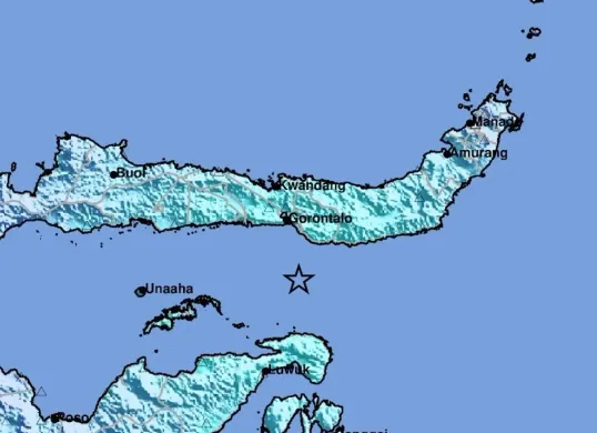 Gempa guncang wilayah Teluk Tomini, Bone Bolango, Gorontalo diguncang gempa tektonik berkekuatan magnitudo (M) 6,0 pada Rabu, 5 November 2025 pukul 06.32 WIB. (Sumber: BMKG)