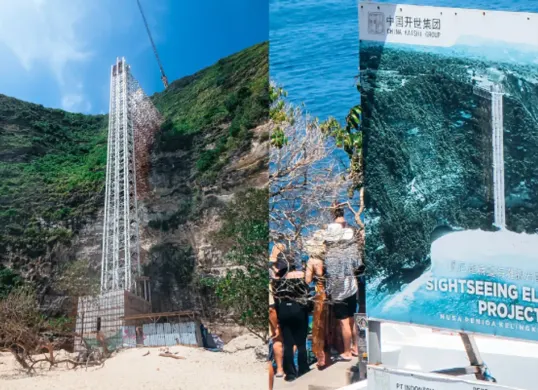 Proyek lift kaca tebing Kelingking dihentikan paksa. Ketahui 3 pelanggaran utama yang diungkap DPRD Bali dan nasib investasi Rp200 miliar dari investor China. (Sumber: X/@kevinpramudya_)