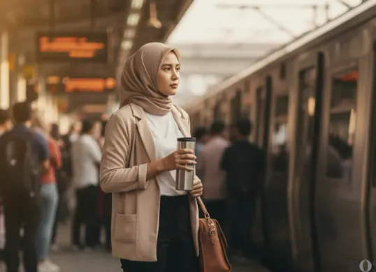 Hasil edit foto gaya urban di Stasiun KRL pakai prompt Gemini AI. (Sumber: Gemini AI)