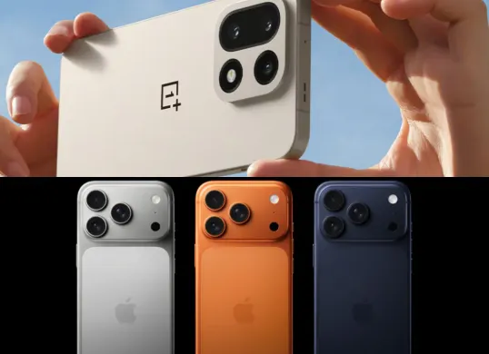 Ilustrasi perbandingan HP China dan iPhone 17. (Sumber: Kolase/Poskota)