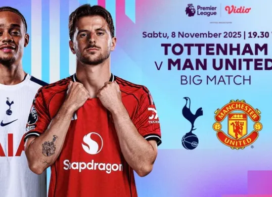 Tottenham Hotspurs vs Manchester United di pekan ke-11 Liga Inggris 2025/2026 (Sumber: Vidio.com)