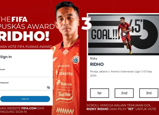 Ilustrasi cara voting Rizky Ridho di Puskas Award 2025. (Sumber: Instagram/@persija)