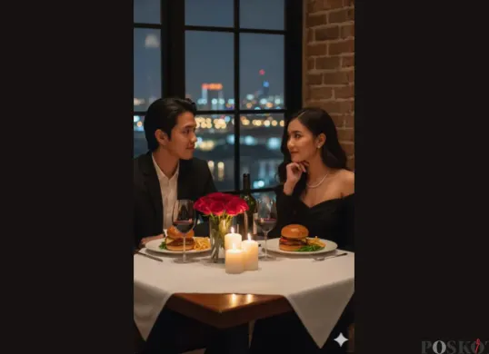 Edit Foto Dinner Mewah Bareng Pasangan dengan View City Light Pakai Gemini AI (Sumber: TikTok/mr.lavilla01)