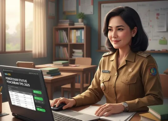 Ilustrasi pengecekan status pencairan TPG 2025. (Sumber: Gemini AI)