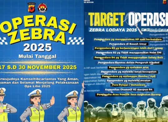 Ilustrasi target dalam Operasi Zebra 2025 yang digelar mulai dari 17 November hingga 30 November 2025. (Sumber: Instagram/@humaspoldajabar)