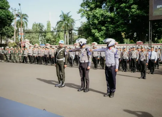 Apel pasukan Operasi Zebra Lodaya 2025 di Mapolres Bogor, Tengah, Cibinong, Kabupaten Bogor. (Sumber: Dok. Polres Bogor)