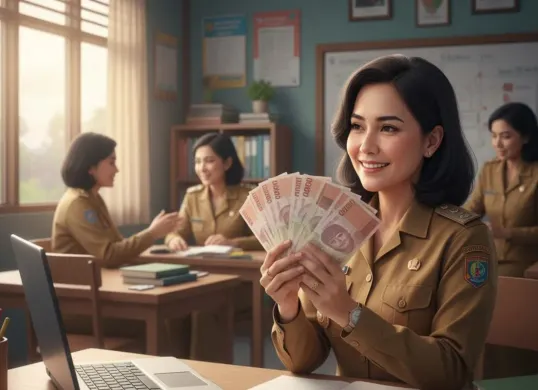Ilustrasi pencairan tunjangan sertifikasi guru. (Sumber: Gemini AI)