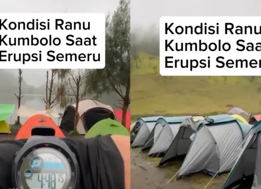 Ilustrasi pendaki yang tertahan di area Ranu Kumbolo Gunung Semeru. (Sumber: Instagram/@mountnesia)