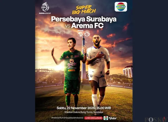 LINK LIVE STREAMING Big Match Persebaya vs Arema FC BRI Super League Hari Ini 22 November Pukul 15.30 WIB (Sumber: Instagram/sports.indosiar/Edited Muhammad Ibrahim)