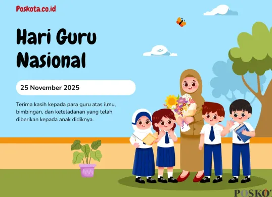 Twibbon Hari Guru 2025 Lengkap dengan Cara Pakainya (Sumber: Canva/Guru Kelas Atas/Edited Poskota)
