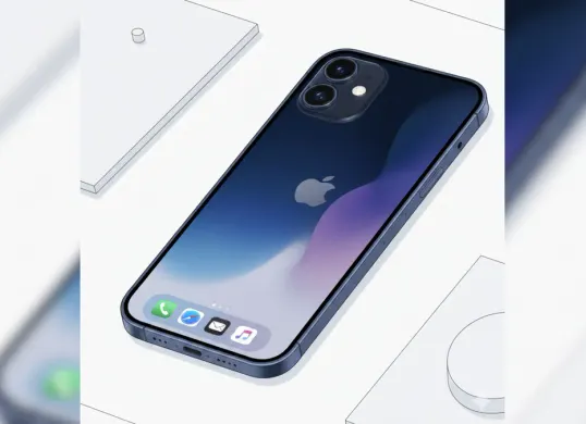 Ilustrasi konsep iPhone 17e dengan desain yang diperkirakan mirip generasi sebelumnya, menampilkan satu kamera belakang dan tampilan minimalis khas Apple. (Sumber: Gemini AI)