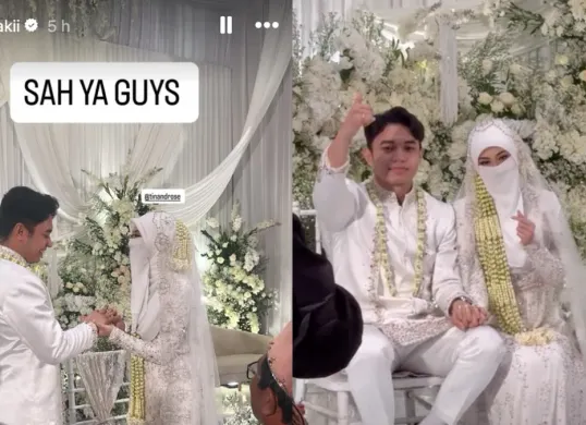 Potret momen pernikahan Fiki Naki dan Tinandrose yang menjadi sorotan publik. (Sumber: Instagram/@fikinakii)