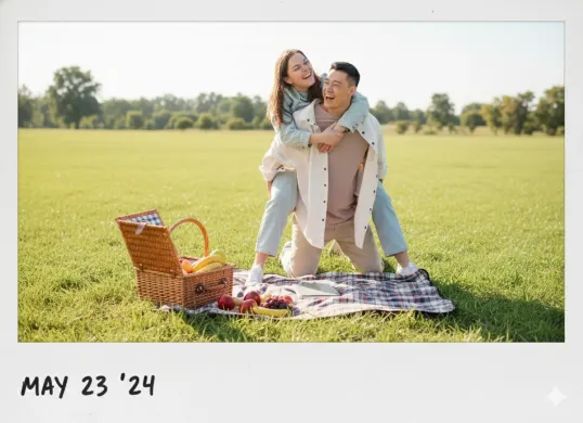 Hasil prompt Gemini AI foto polaroid couple yang viral di TikTok. (Sumber: Freepik)