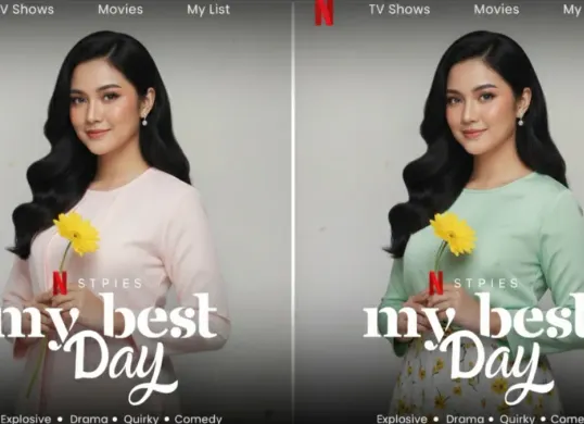 Hasil edit foto tema poster film Netflix pakai prompt Gemini AI. (Sumber: Instagram dan Gemini AI)