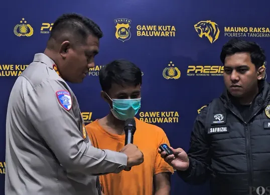 AR, pelaku pembunuhan pria dalam plastik di Cikupa Tangerang. (Sumber: POSKOTA | Foto: Veronica Prasetio)