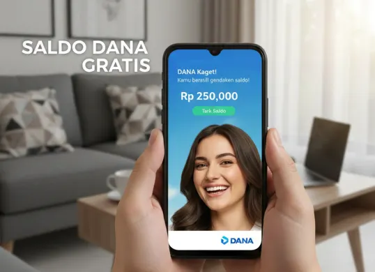 Ilustrasi pengguna berhasil mendapatkan saldo DANA gratis melalui fitur DANA Kaget di smartphone. (Sumber: Gemini AI)
