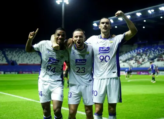 Potret pemain Persib Bandung saat melakukan selebrasi  gol ke gawang Bangkok United di ajang ACL Two. (Sumber: Persib)