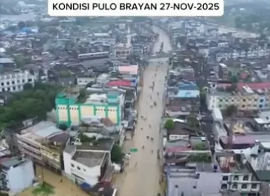 Ruas jalan di Kota Medan yang sudah bisa dilalui pengendara pasca banjir (Sumber: Instagram @sayokmdn)