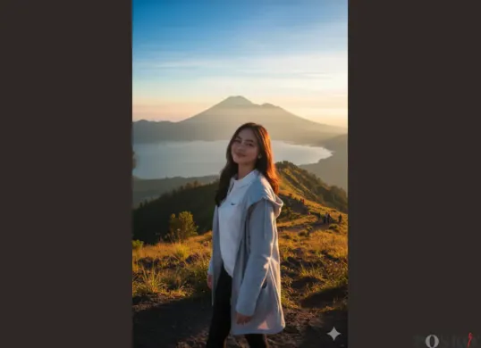 Hasil edit foto di pegunungan pakai Gemini AI (Sumber: TikTok/unloadingechoes)