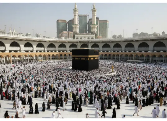 Hasil edit prompt Gemini AI bertema umroh di Kabah Mekkah. (Sumber: Gemini AI)