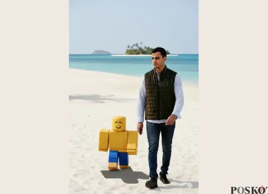 Prompt Gemini AI untuk Edit Foto Bareng Avatar Roblox (Sumber: Unsplash/Nima Motaghian Nejad dan Roblox/Edited Gemini AI Poskota)