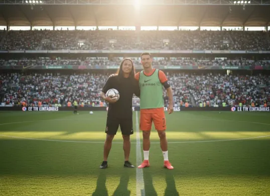 Contoh prompt Gemini AI edit foto bareng Cristiano Ronaldo. (Sumber: Istimewa)