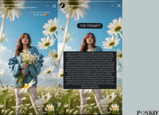 Cara Edit Foto di Taman Bunga ala Rizkina Nazar dari Gemini AI, High Fashion dan Estetik (Sumber: Instagram/rizkinanazarr)